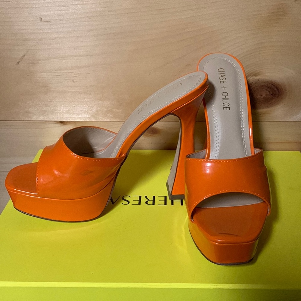 Retro Orange Patent Platforms